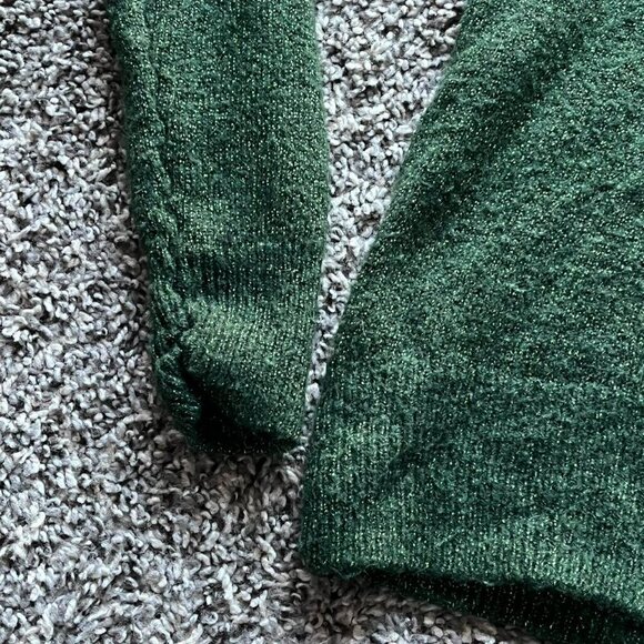 H&M Sparkly Green Long Sleeve Shirt Womens Large Shimmer Winter Knit Sweater - Picture 8 of 8